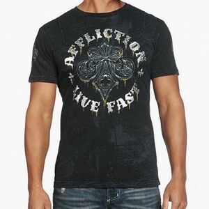 Affliction Live Fast Skull Wings Graphic T Shirt Black Biker Y2K Grunge Mens M
